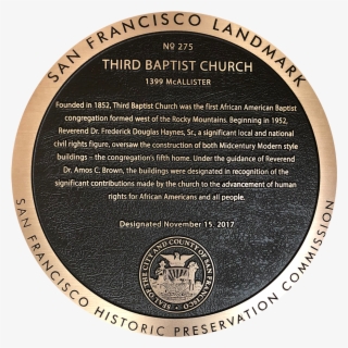 Third Baptist Landmark Dedication - Commemorative Plaque