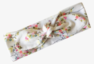 Off White Floral Print Top Knot Headband [size