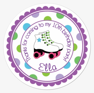 Roller Skate Wide Polka Dot Border Personalized Sticker - Nanas Kitchen