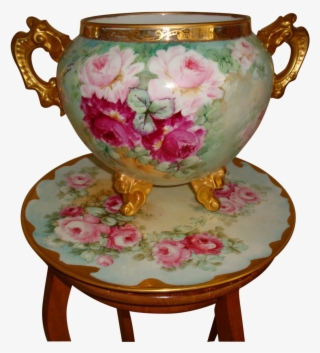 Superb Antique Limoges France Hand Painted Porcelain - Garden Roses