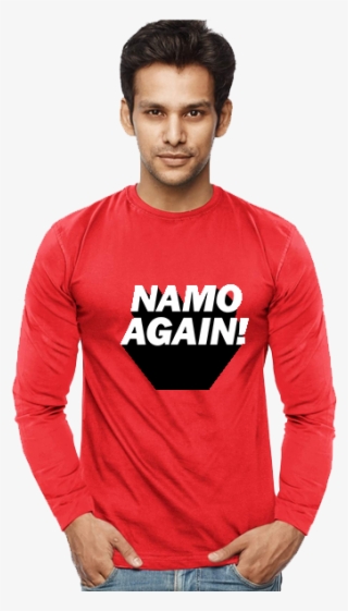 Unisex Namo Again Modi 100 % Cotton Printed Full Sleeves - Gym T Shirts Full Sleeves