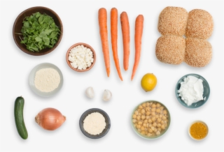 Chickpea Burgers With Vadouvan Roasted Carrots & Feta - Feta Top View Png