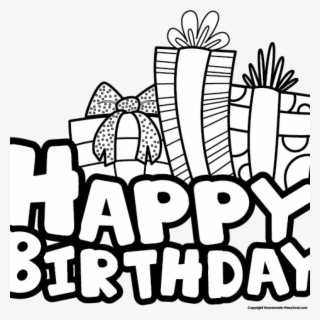 Black And White Birthday Clipart Happy Birthday Line - Happy Birthday Color