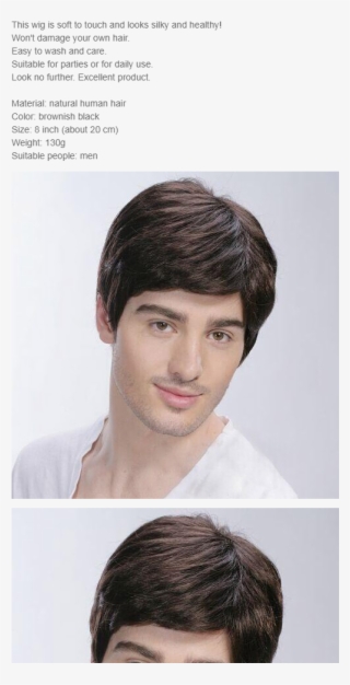 Wisebuy Men Short Full Wig 100% Natural Human Hair - Shedding Men Hair