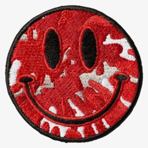 Red Tie Dye Smiley Face Sticker Patch