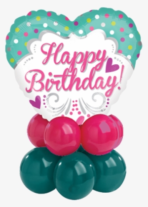 Polkadots Hearty Bday Heart Shaped Balloon - 18" Princess Birthday Foil Balloon