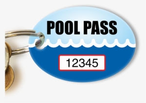 Pool Pass In Oval Shape, Waves Print - Land Glass