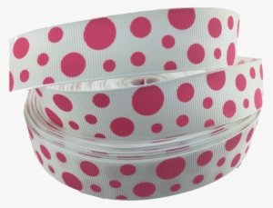 White And Pink Polka Dot Grosgrain Ribbons - Polka Dot