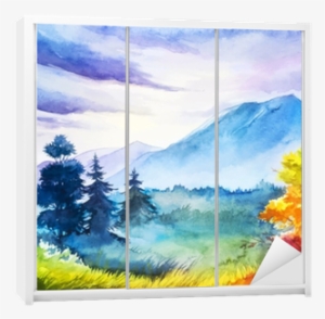 Wardrobe Sticker • Pixers® • We Live To Change - Autumn Landscape Watercolor