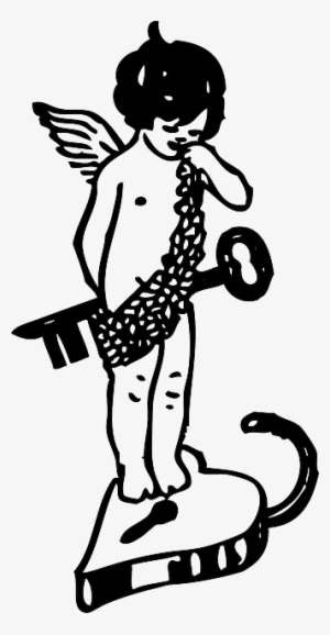 Outline, Boy, Kid, Heart, Love, Lock, Angel, Fly, - Malaikat Anak Laki