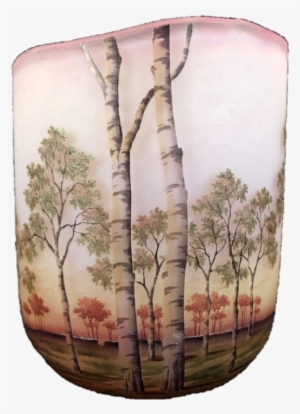 Daum Nancy Landscape With Birch Trees Vase, Cameo Glass - Daum
