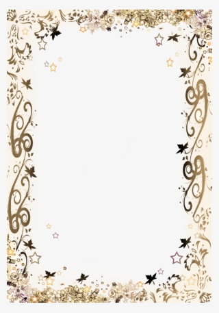 Golden Floral Frame Png - Black Corner Design