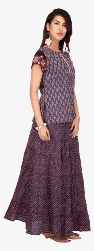 Women Cotton Printed Kurta And Skirt Set - Polka Dot