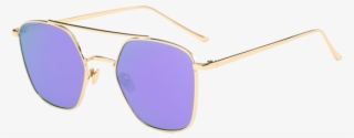 Mirrored Reflective Geometrical Metal Crossbar Sunglasses - Lilac