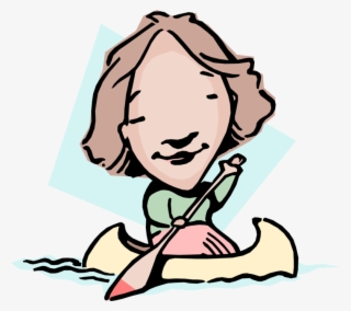 Vector Illustration Of Paddling Upstream Idiom Businesswoman