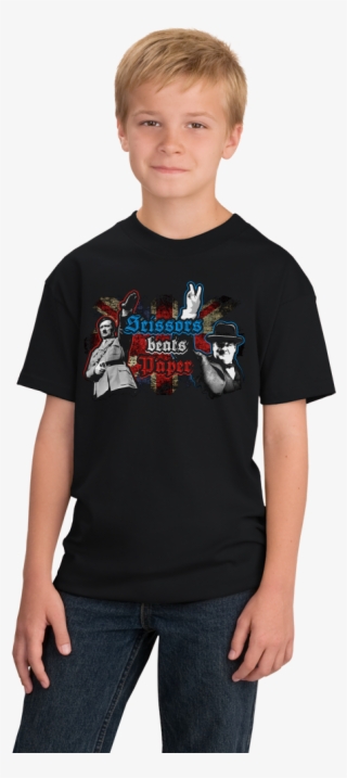 Youth Black Scissors Beats Paper - Children Shirts