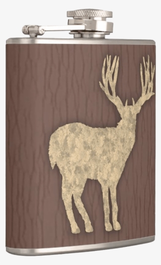 Deer Silhouette On Pocket Size Flask Sideview - Elk