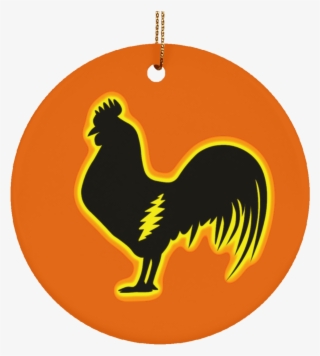 Crazy Rooster Ceramic Circle Ornament - Rooster