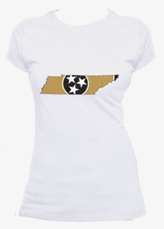 Tennessee Flag State Outline Gold Womens Short Sleeve - Pug