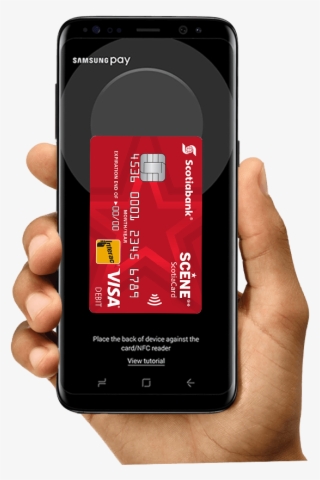Hand Holding Mobile Phone With Samsung Pay App - Samsung Mobile Hand Png