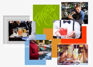 A Collage Of Bartenders Making Mixed Drinks - Collage