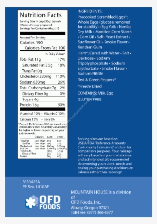 Mountain House Breakfast Skillet Nutrition Facts
