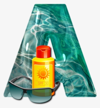 Alfabeto Com Óculos De Sol E Protetor Solar Png, Sunglasses - Cosmetics