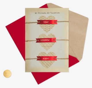 Foil Hearts With Twine Valentine's Day Card For Husband - Valentine's Day