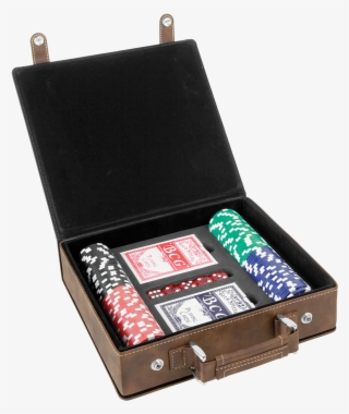 Rustic & Gold Leatherette Poker Set With 100 Chips, - Poker