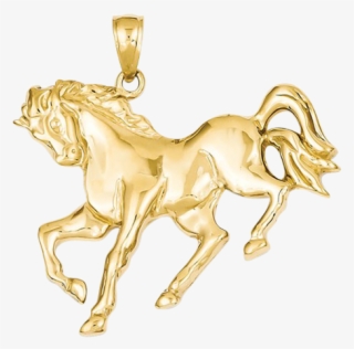 14kt Gold Galloping Horse Pendant - Pendant