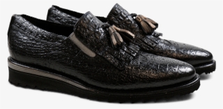 Loafers Amy 10 Baby Croco Black Tassel Bronze Elastic - Slip-on Shoe