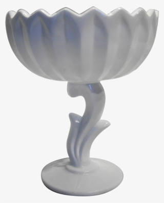 Indiana Glass Willow Magnolia Lotus Milk Glass Compote - Figurine
