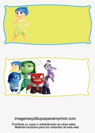 Todos Los Personajes Del Revés En Etiquetas Disney - Personaje Gafete De Intensamente