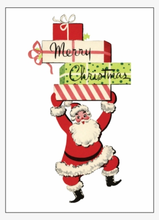 Santa With Packages Christmas Card Set