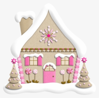 Pink Dessert Tree Christmas Card Free Hd Image Clipart - Pink Gingerbread House Clipart