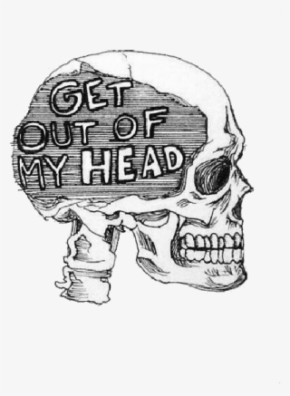 Depression Drawing, Tumblr Quotes, Tumblr Png, Tumblr - Get Out Of My Head Skull