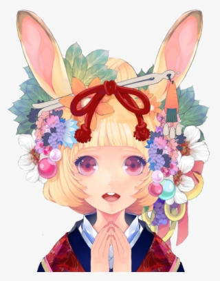 Render Fille Blonde Lapine Bunny Kimono - Manga Lapin