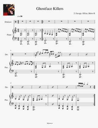 Ghostface Killers Sheet Music For Piano, Percussion - Dead Men Tell No Tales Piano Sheet Music