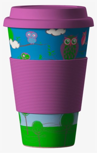 Eco Bamboo Cup Owls 400 Ml - Eco Coffee Cup Bamboo