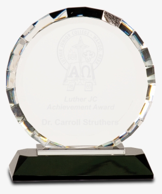 Crystal Round With Rectangle Facets On Black Crystal - Trophy