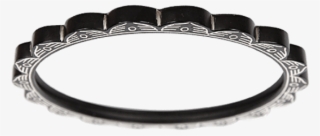 Raj Scalloped Dash Inlay Bangle - Leather Necklace With Feline Heads