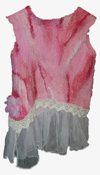 Pink Felt Dress Lace And Chiffon - Lace