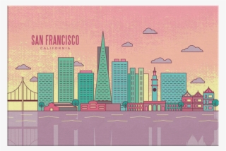 San Francisco Skyline Canvas Wrap Wall Art - Commercial Building