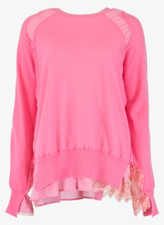 Stella Mccartney Ruffled Wool And Lace Sweater In Pink - Sweater