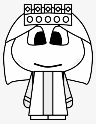 Queen, Crown, Big Eyes, Cartoon Person, Black And White, - Cartoon