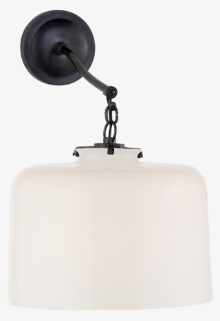 Katie Large Dome Sconce In Bronze With White Glass - Lamp