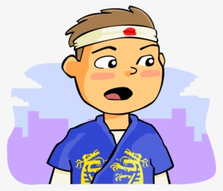 Vector Illustration Of Karate Kid Thinks He's Japanese