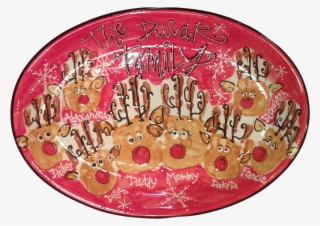 Reindeer Family Hands Nobg - Wall Clock