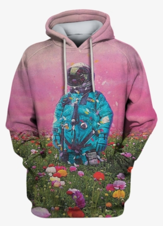 3d Astronaut In Flower Field Full Print T Shirt - Astronaut In A Field