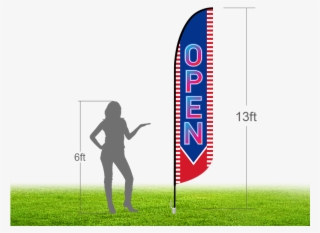 13ft Open Stock Blade Flag With Ground Stake - Grass